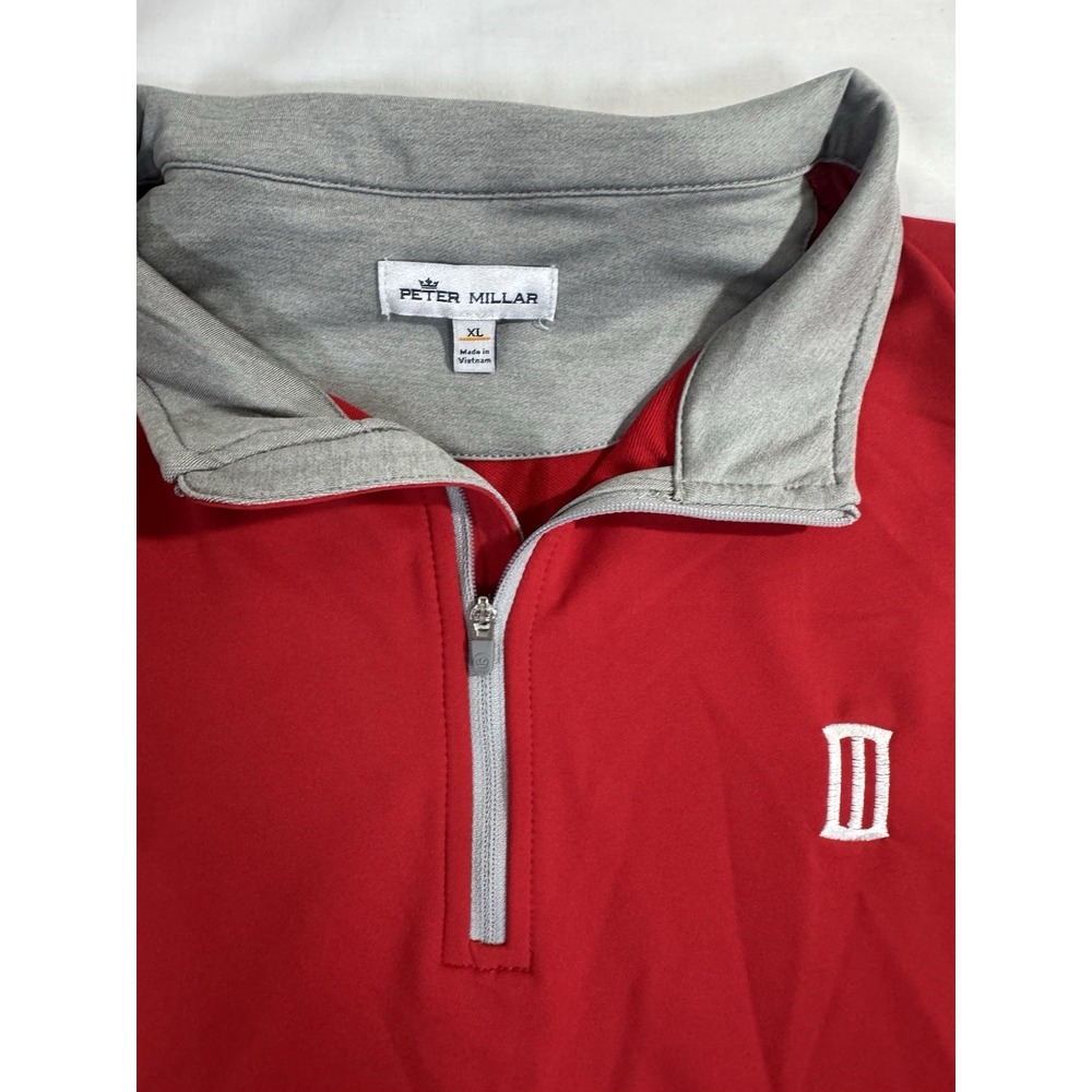 Peter Millar Sweater Mens Size XL Red Quarter 1/4 Zip Pullover Golf Crown Logo - Picture 3 of 7